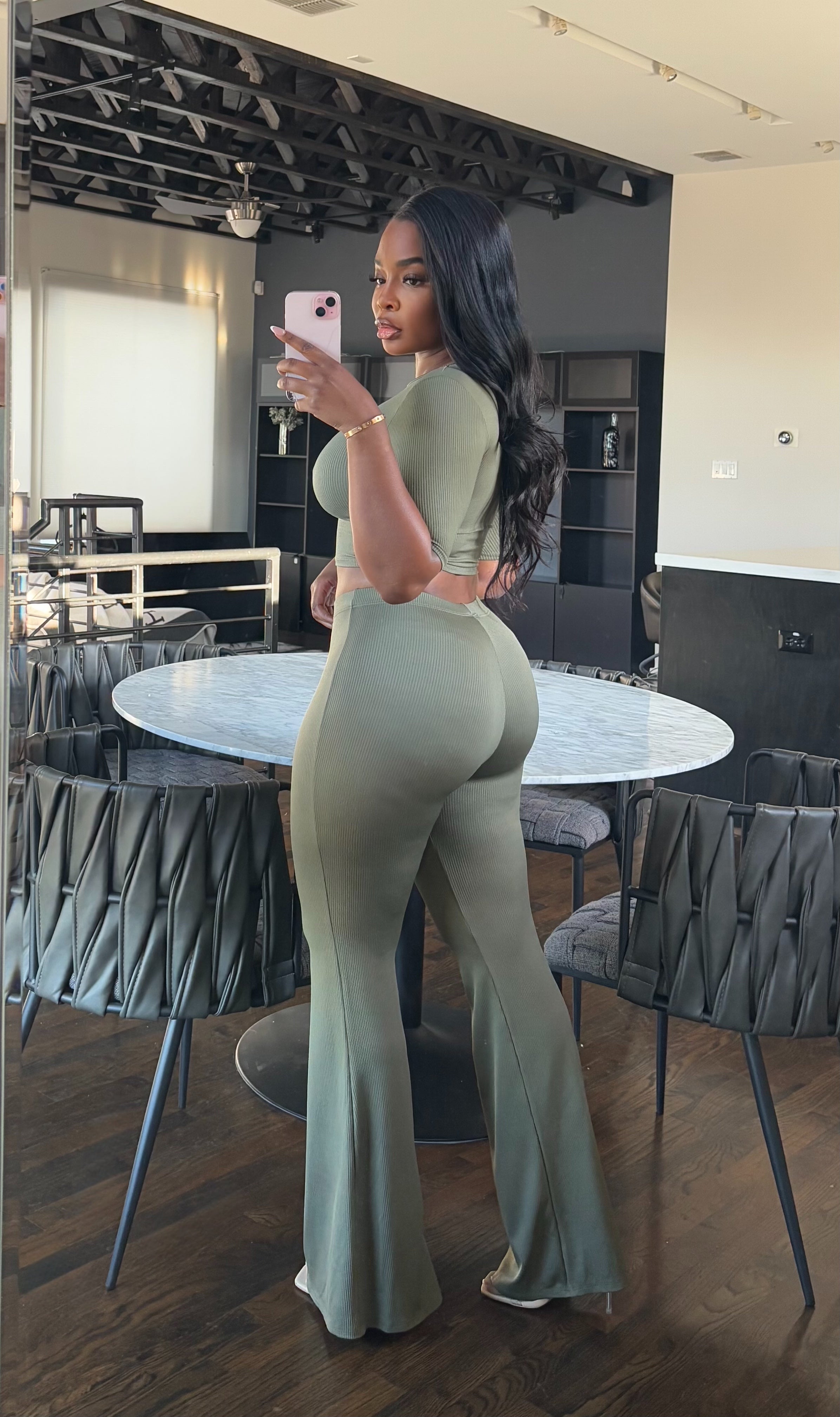 Olive boot pant set ll