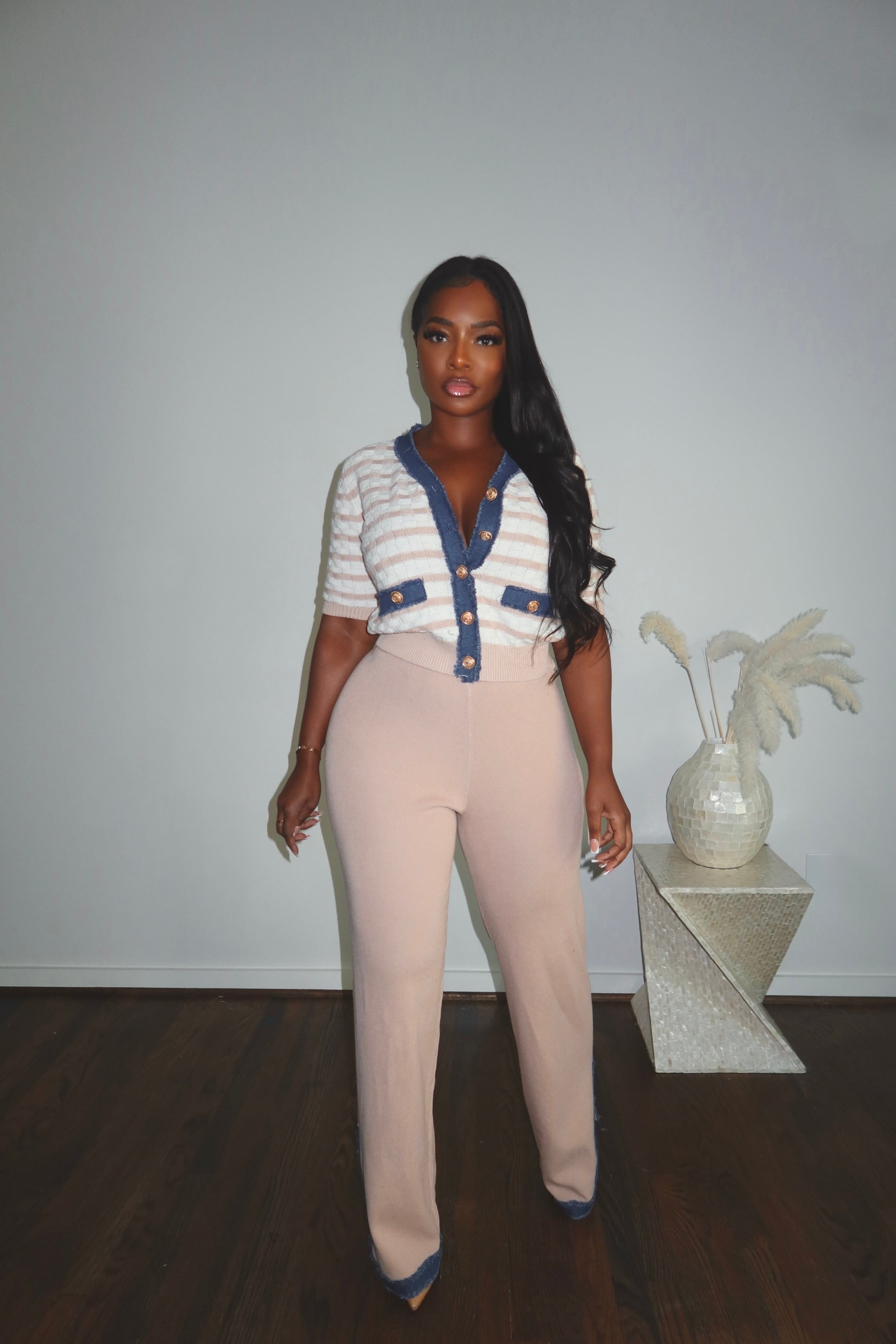 Tan Cardigan set