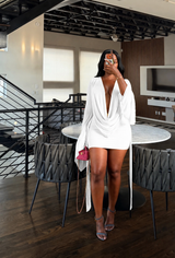 The white drape dress