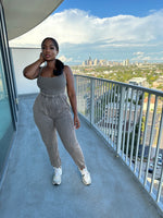 Tan washed bodysuit jogger