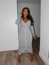 Stripe button down midi