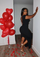Black low back zipper dress