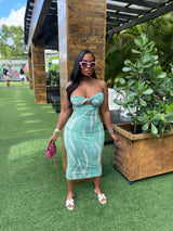 Teal tie dye twist dress