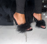 Fur clear heels