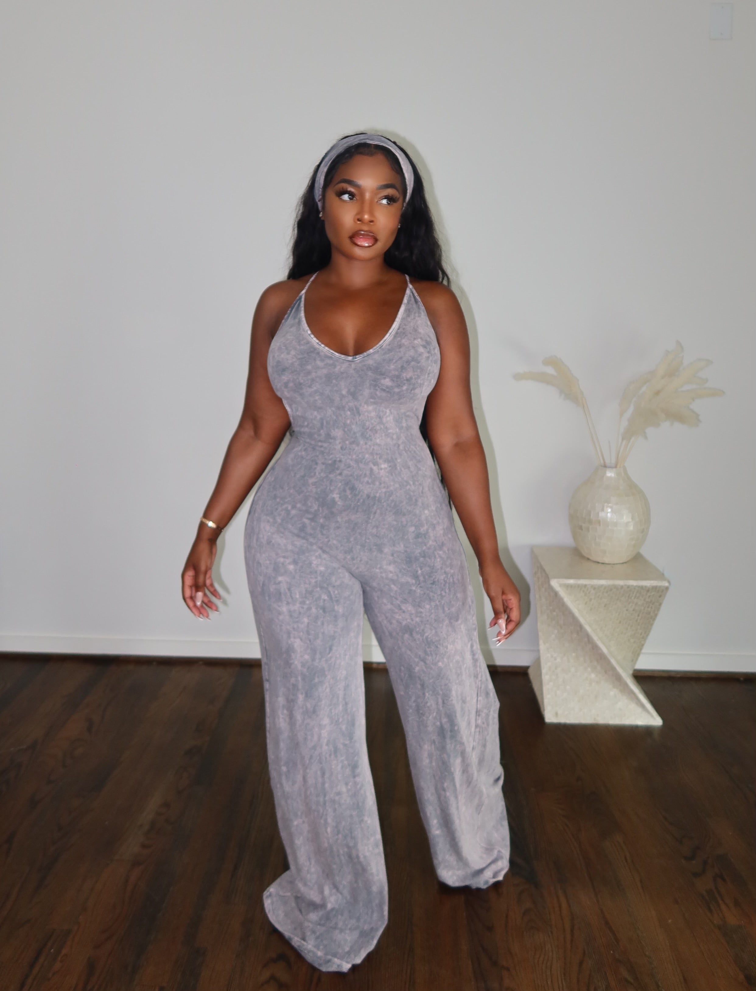 Gray Criss Cross jumpsuit