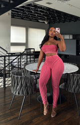 Red outline pant set