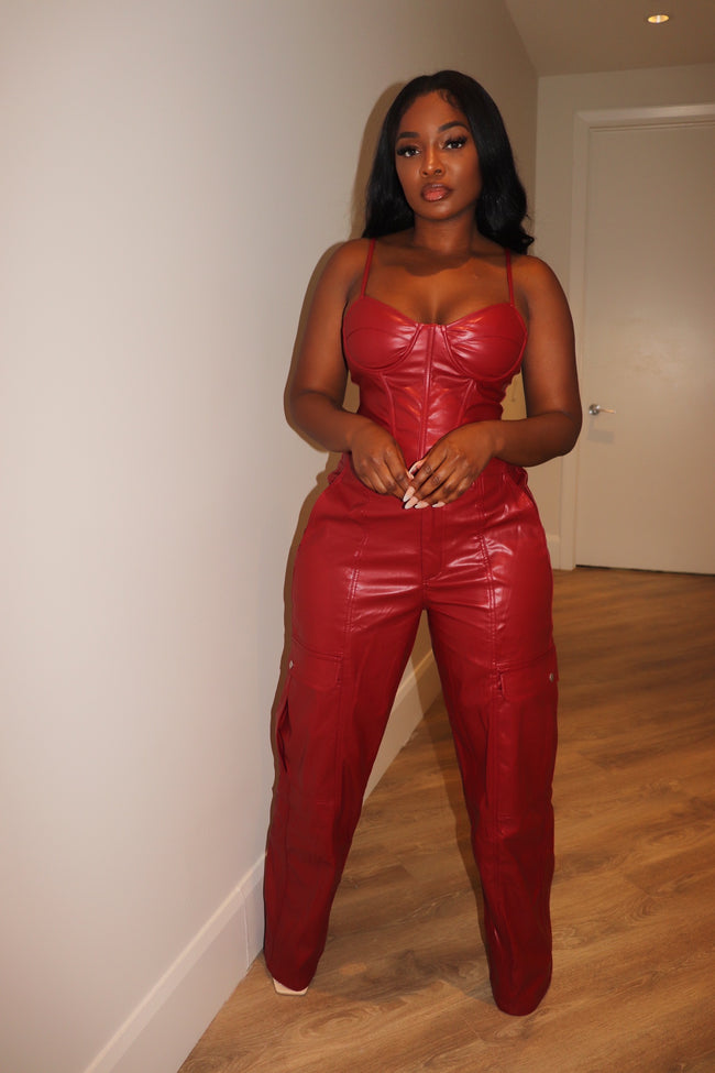 Sexy red leather cargo set