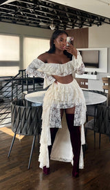 Cream lace ruffle set