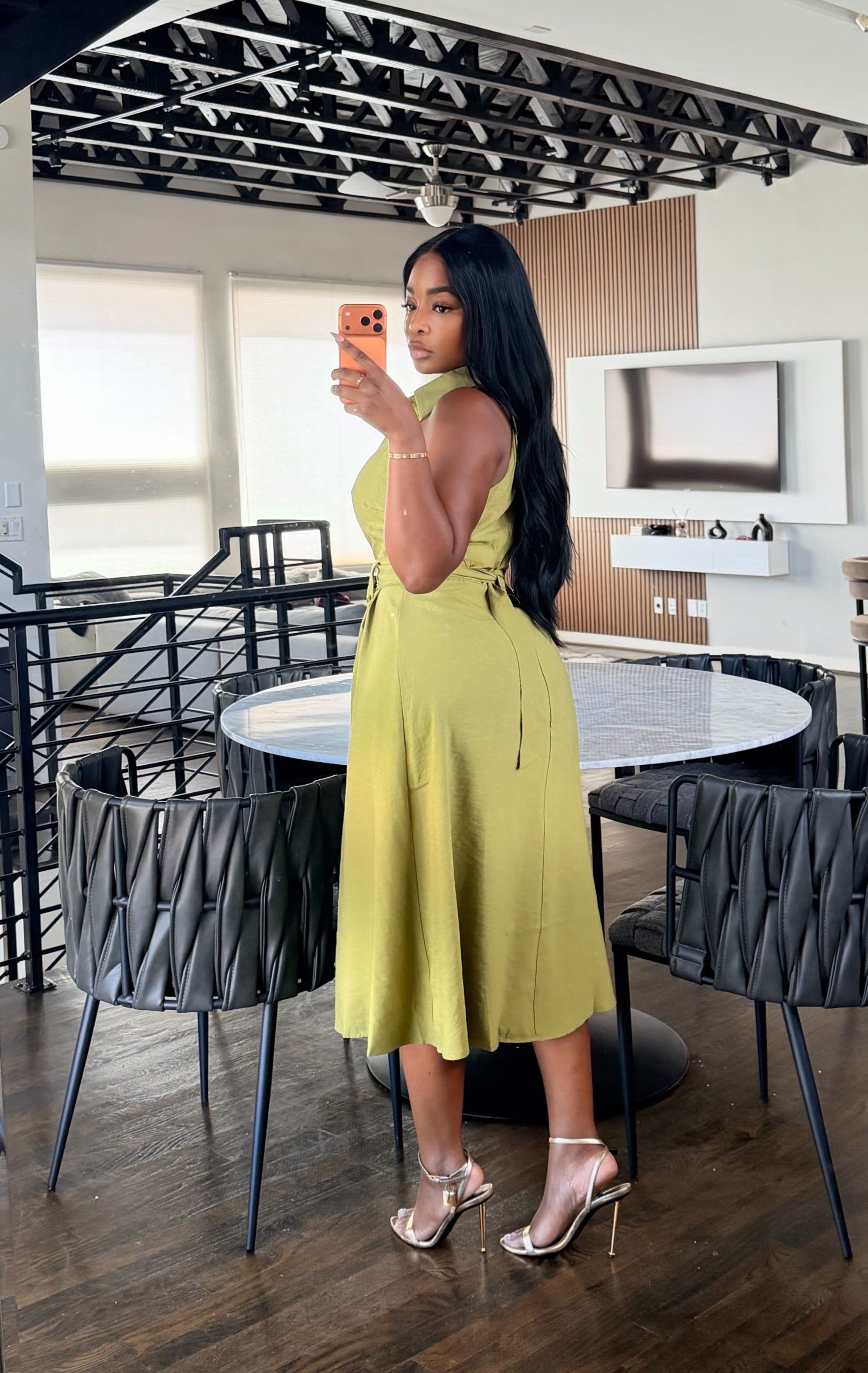 Olive Belted Dress