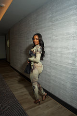 Olive watercolor pant set