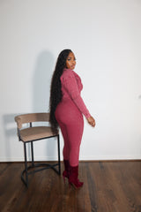 Wine jumpsuit set