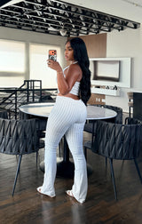 Stripe halter pant set