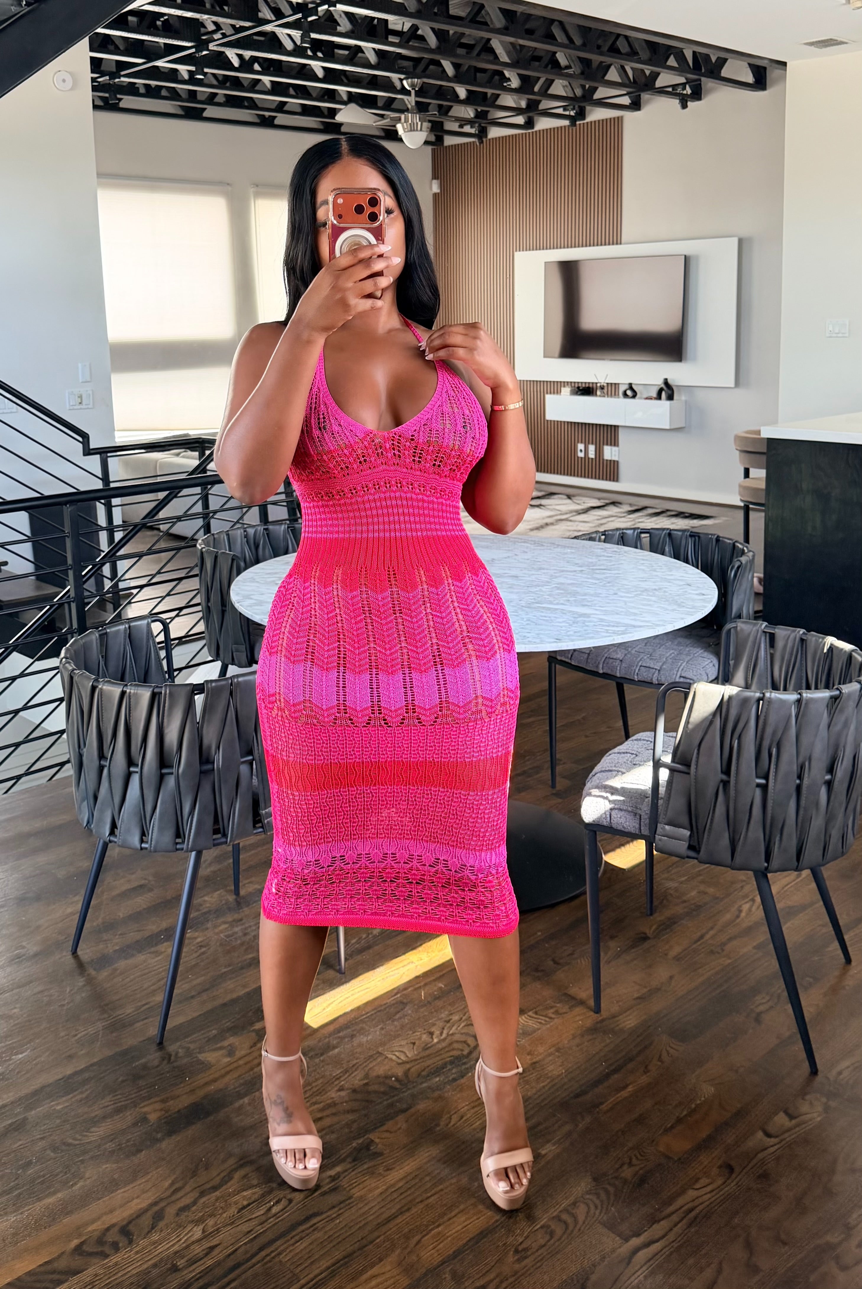 Pink Crochet midi