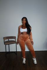 Camel velour jogger
