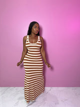Cinnamon stripe maxi dress