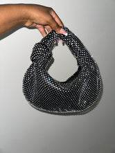 Black sparkle fishnet handbag