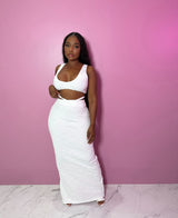 White Textured skirt set