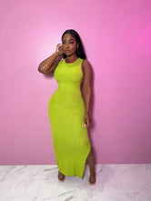 Lime side split dress