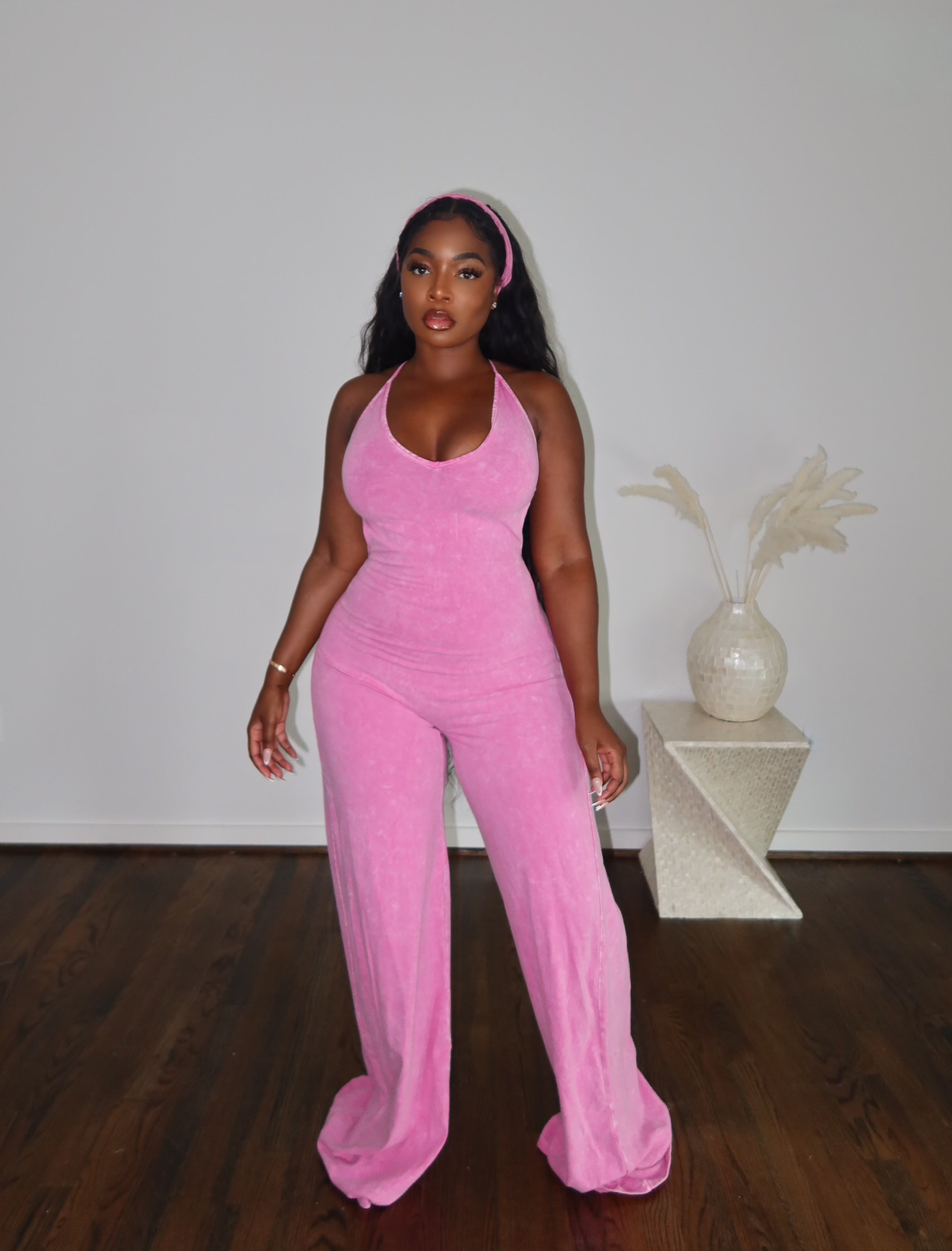 Pink Criss Cross Jumpsuit