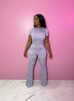 Silver pretty pleated pant set