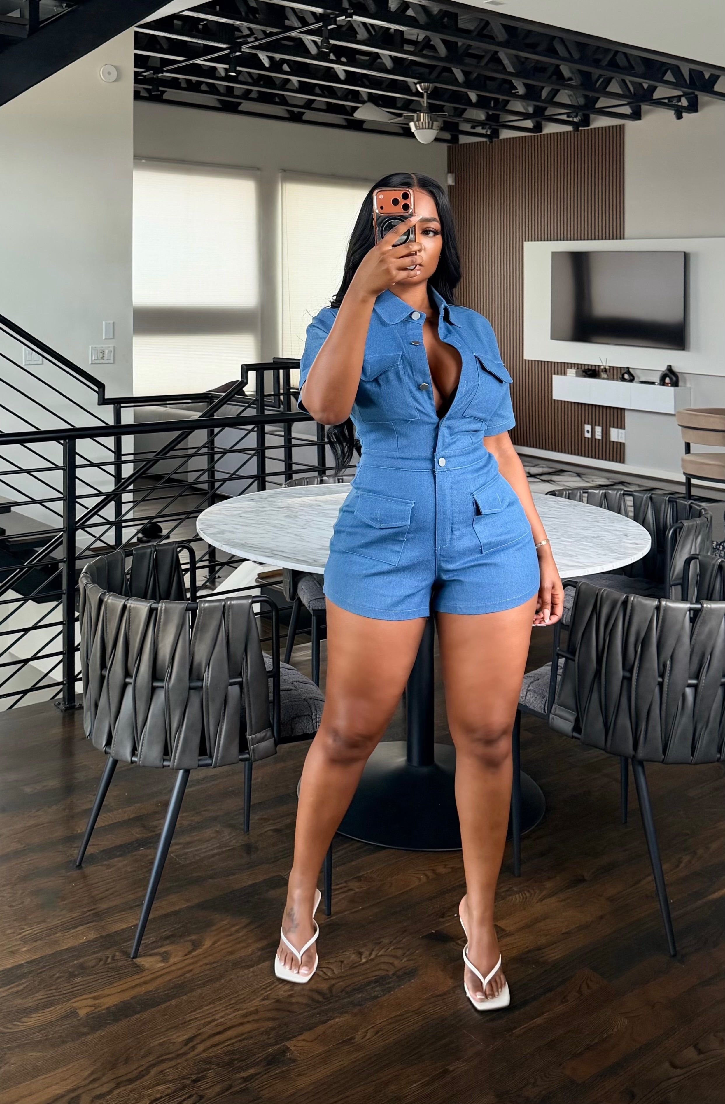 Denim Button Romper
