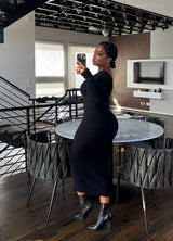 Black ribbed sweater dress