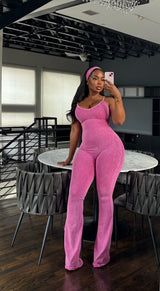 Pink jumpsuit headband set