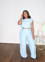 Powder Blue pocket pant set ll