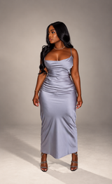 Gray satin slip dress