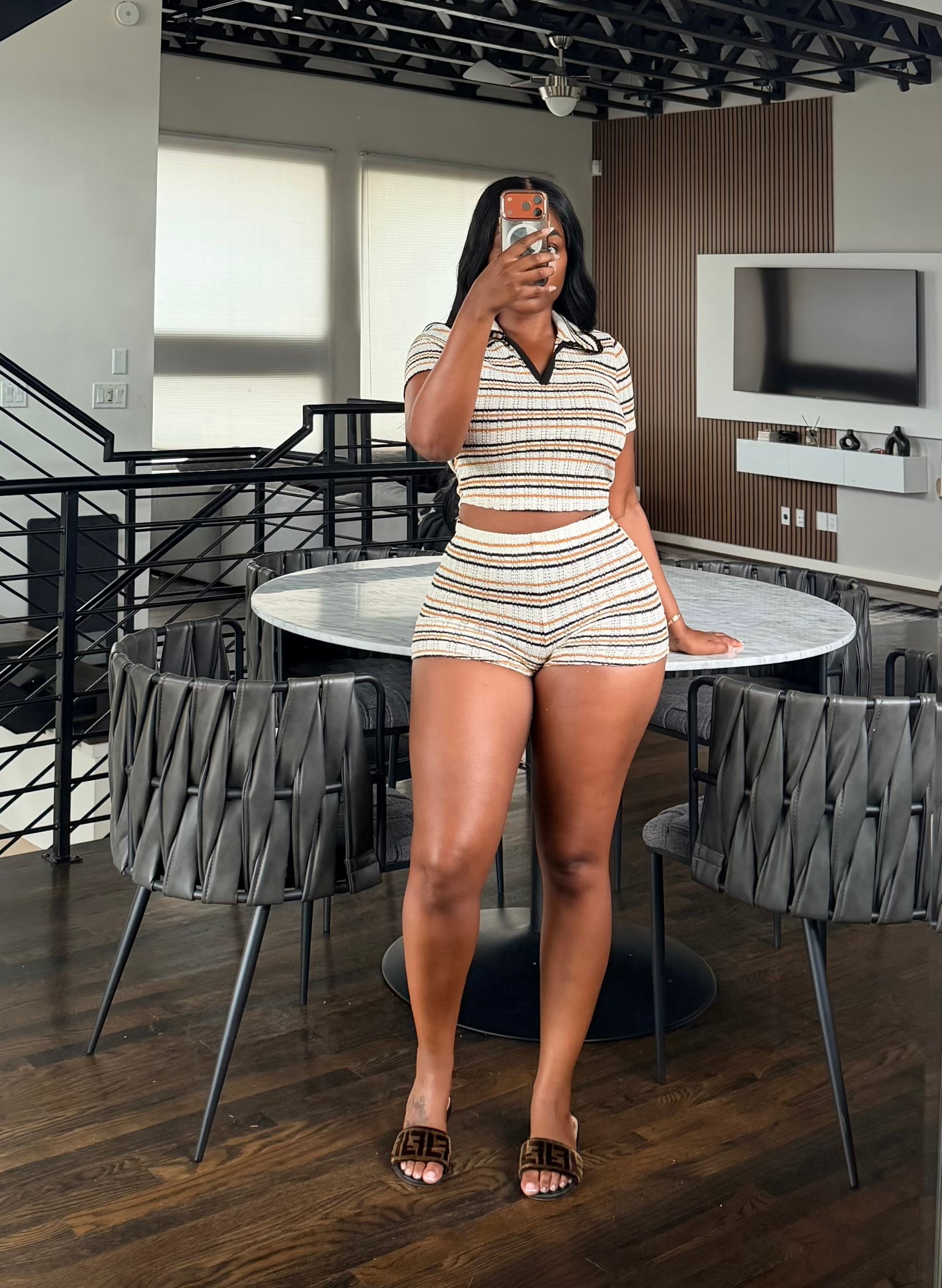 Honey Stripe Short set