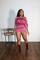 Cranberry Ruched Romper