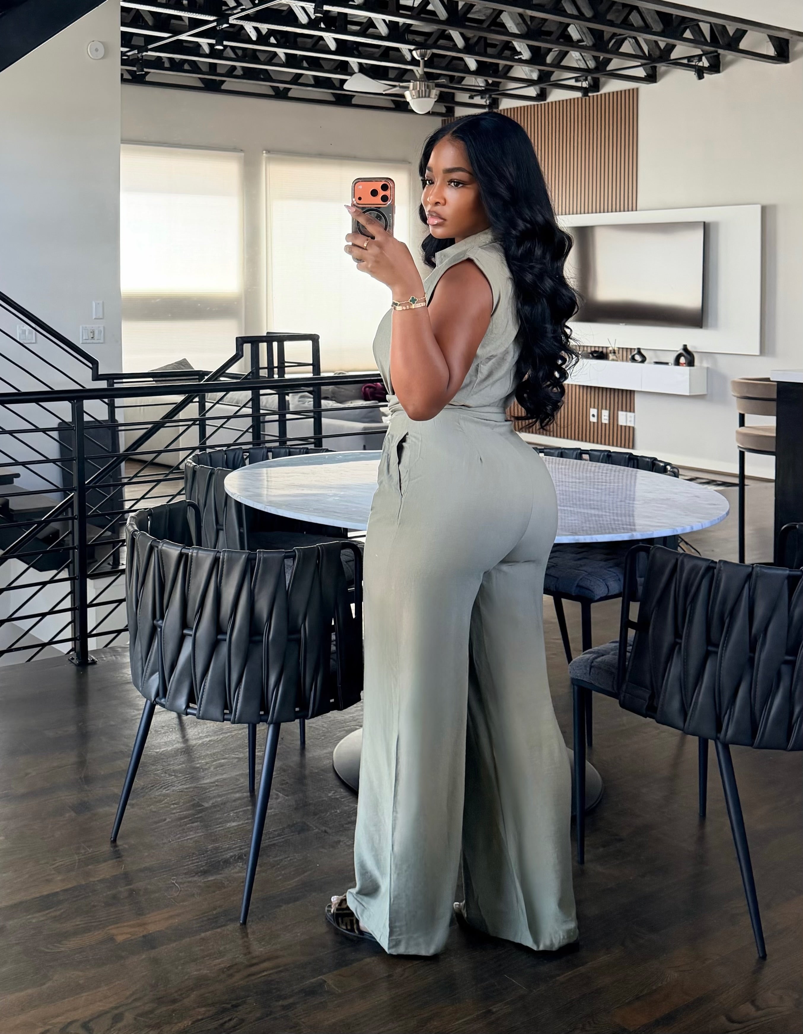 Sage wrap jumpsuit