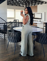 Sage wrap jumpsuit