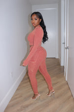 Spice ribbed zip set