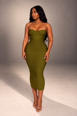 Olive bandage midi dress