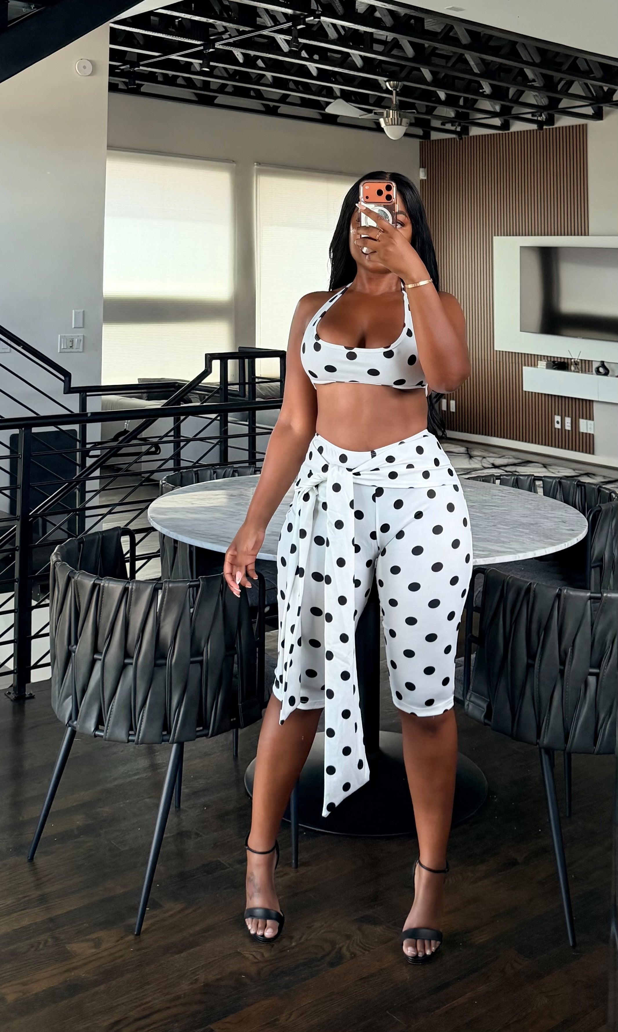 Polka dot capri set