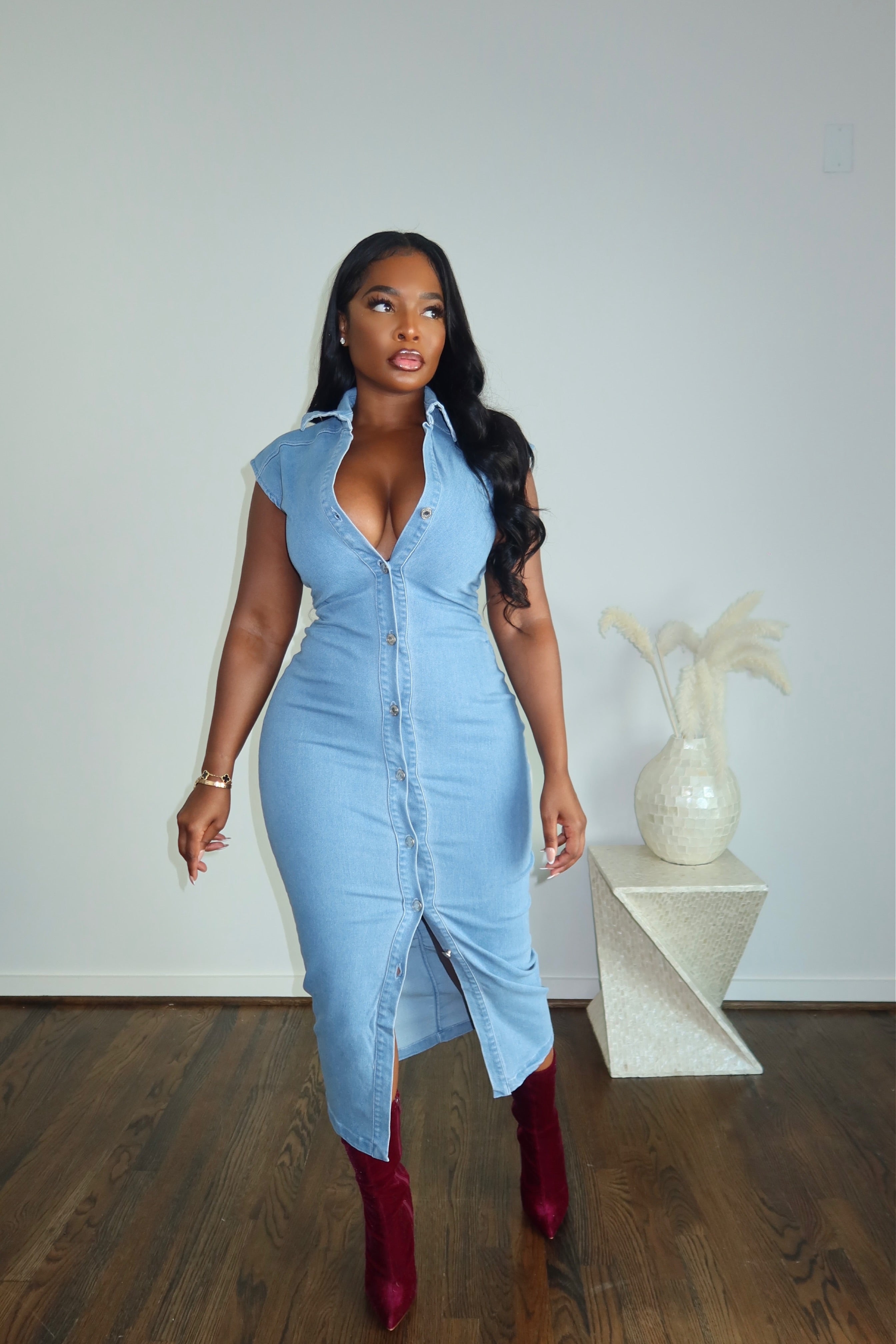 Denim Button down dress – Shop Luxe Life Boutique