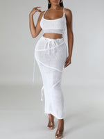 White Shredded skirt set
