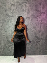 Black Satin Slip Dress