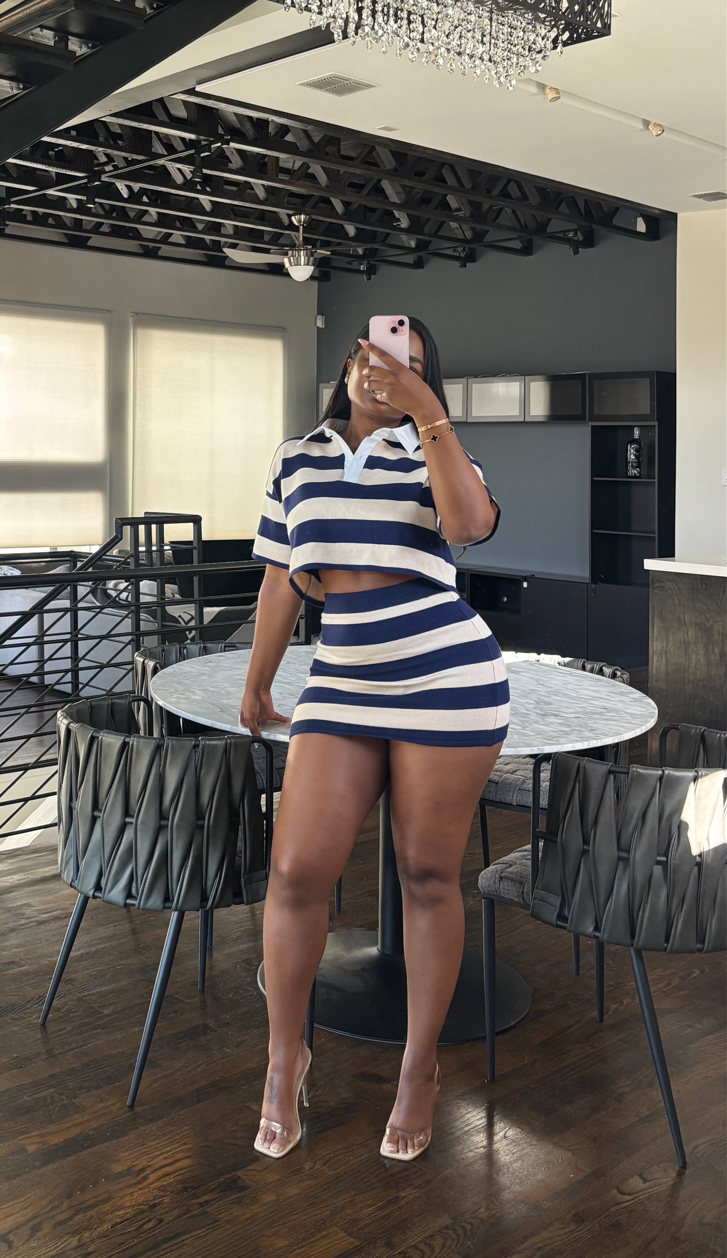 Navy Polo Skirt set