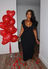 Black low back zipper dress