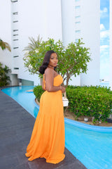 Orange cross over jumpsuit