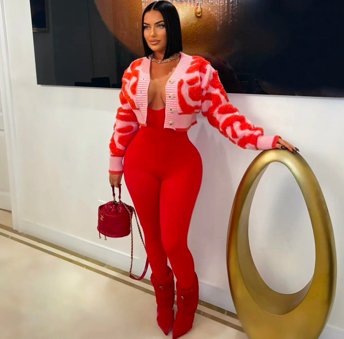 Pink script sweater set