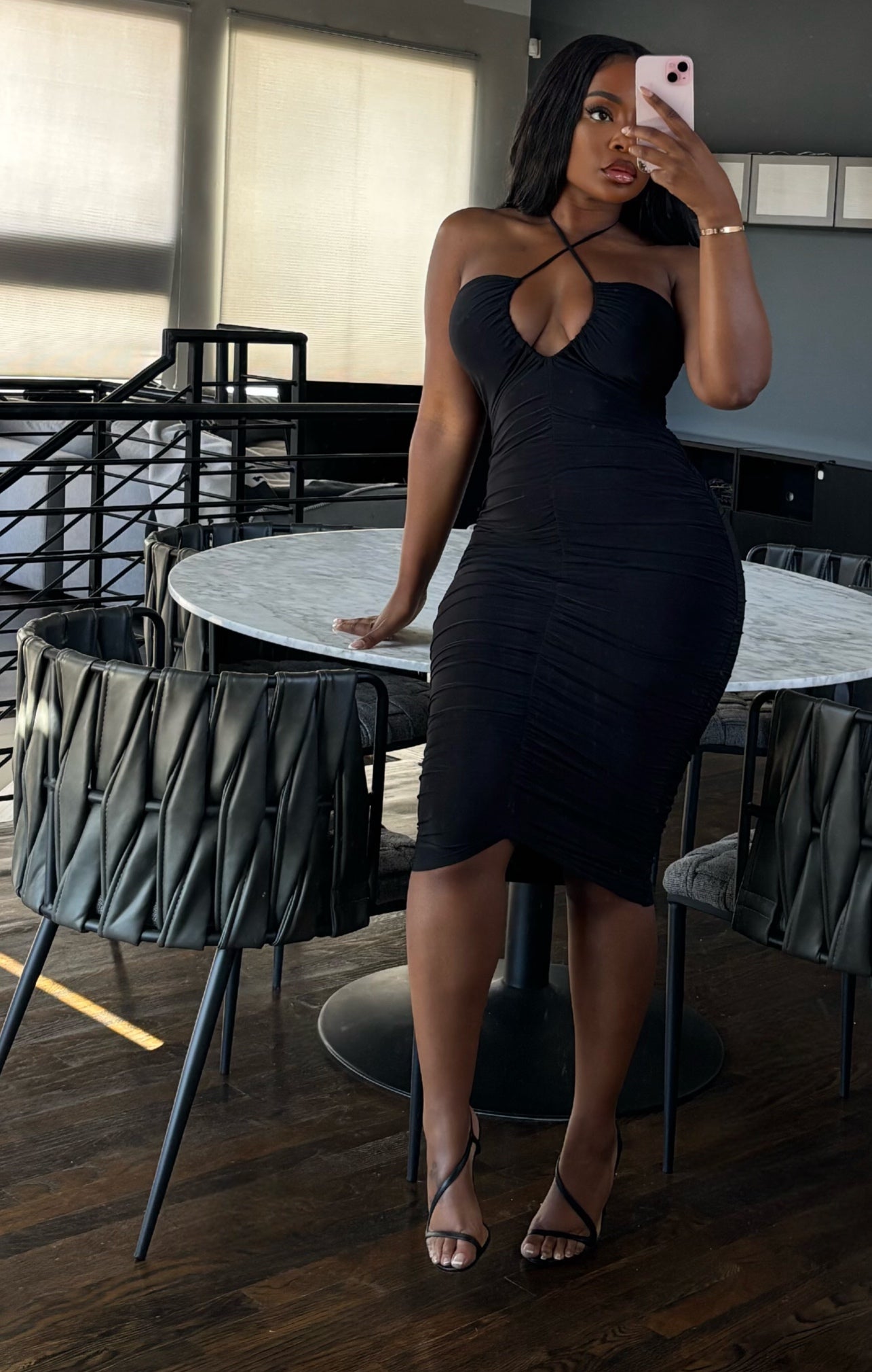 Ruched Keyhole Dress