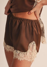 Chocolate and cream lace short