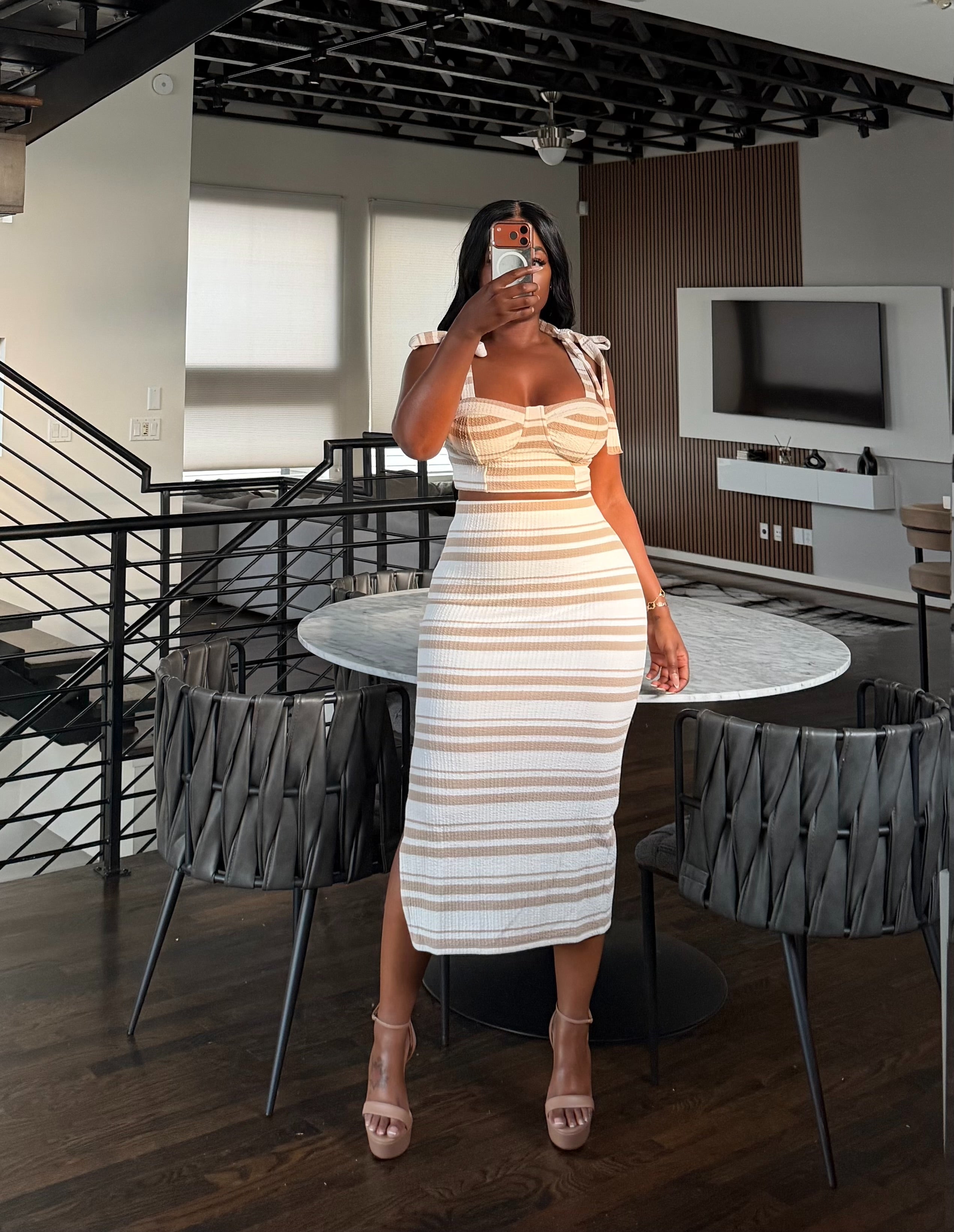 Nude Coastal Skirt Set