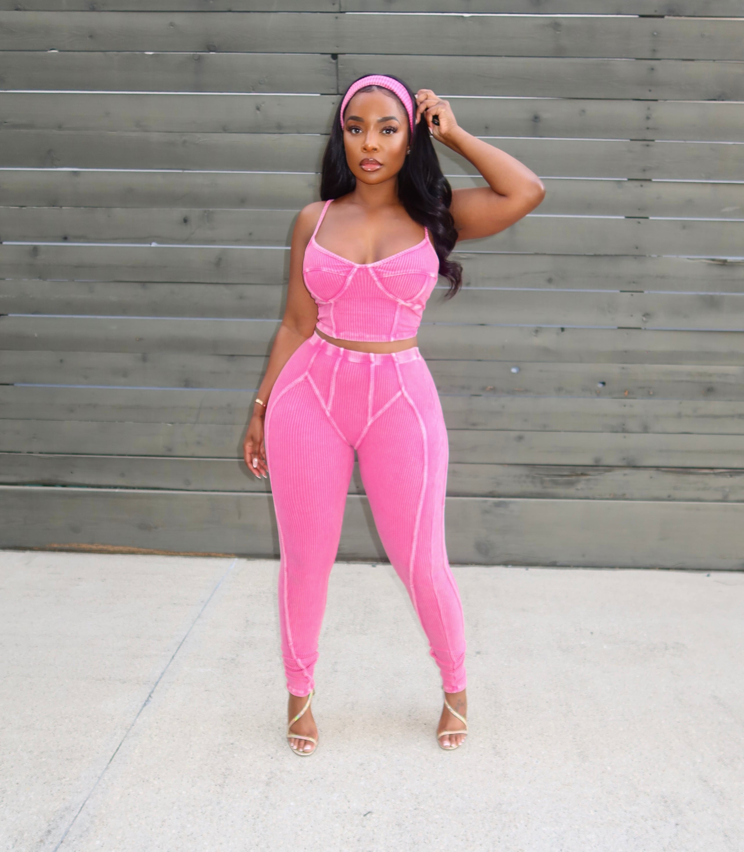 Pink outline pant set