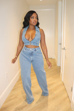 Denim 2 pcs zip set