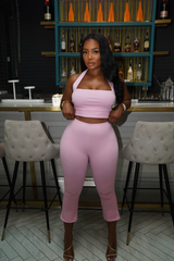 Pink halter Capri set