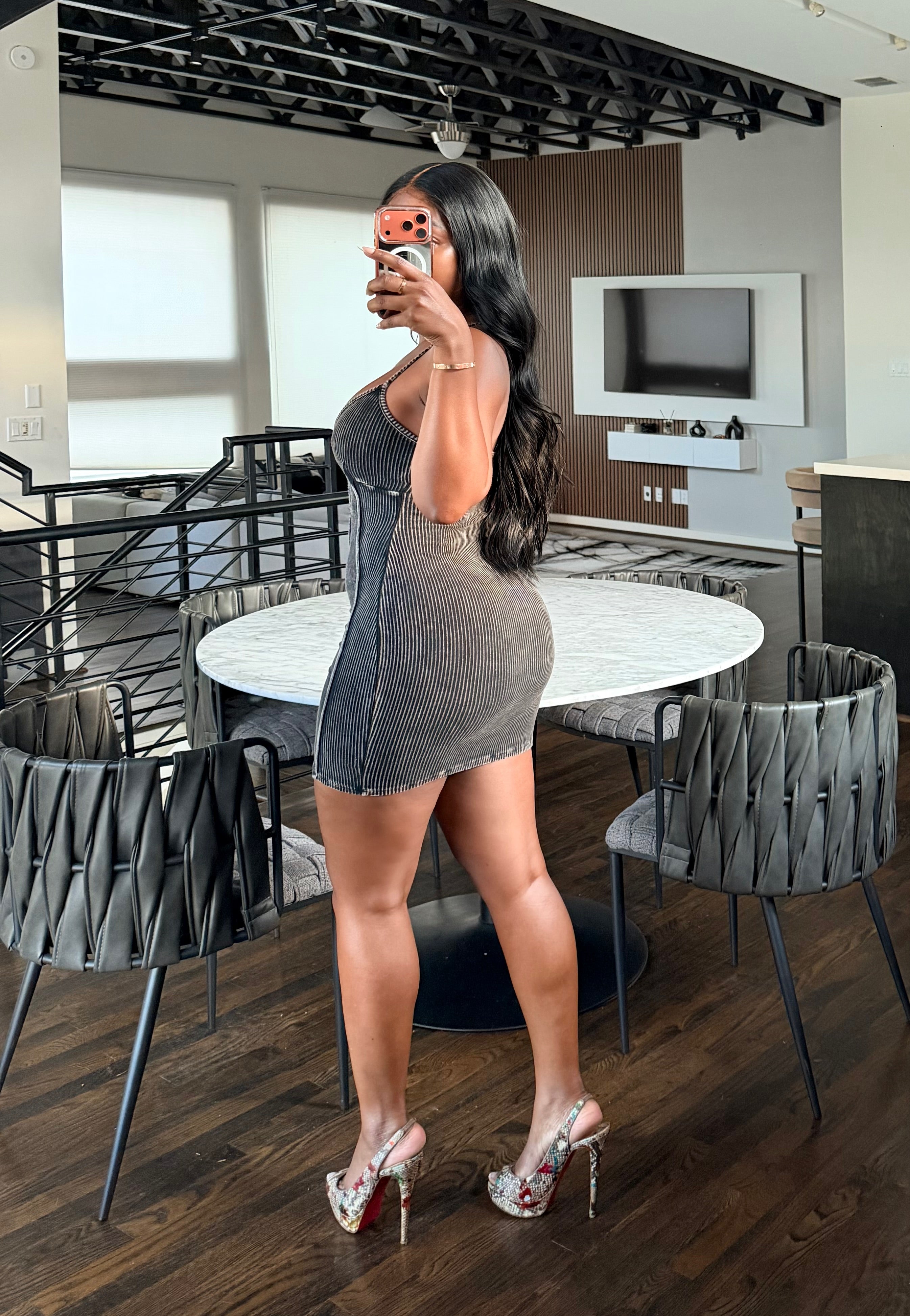 Charcoal Cut out mini dress